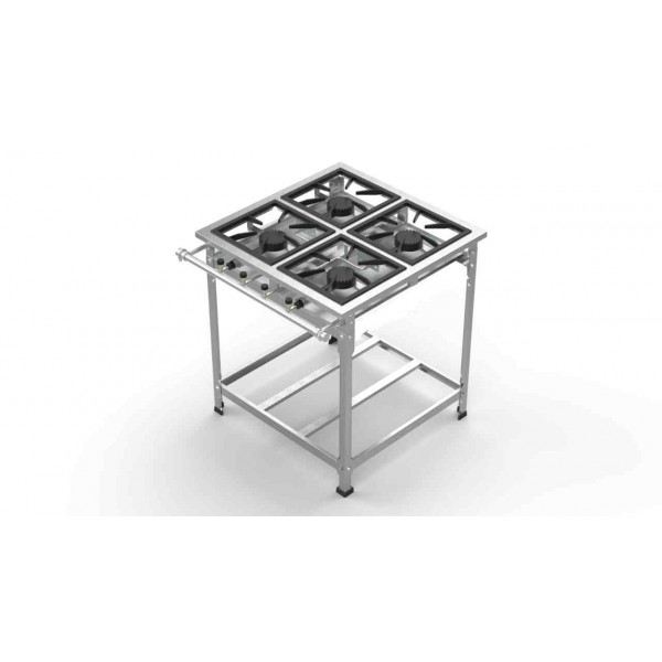  FOGÃO AÇO INOX 4 BOCAS ALTA PRESSÃO QUEIMADORES SIMPLES