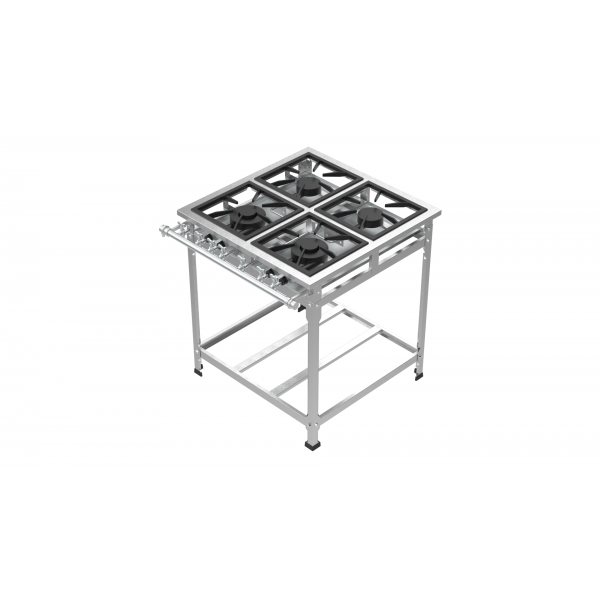 FOGÃO AÇO INOX 4 BOCAS BAIXA PRESSÃO 2 QUEIMADOR SIMPLES E 2 QUEIMADORES DUPLOS